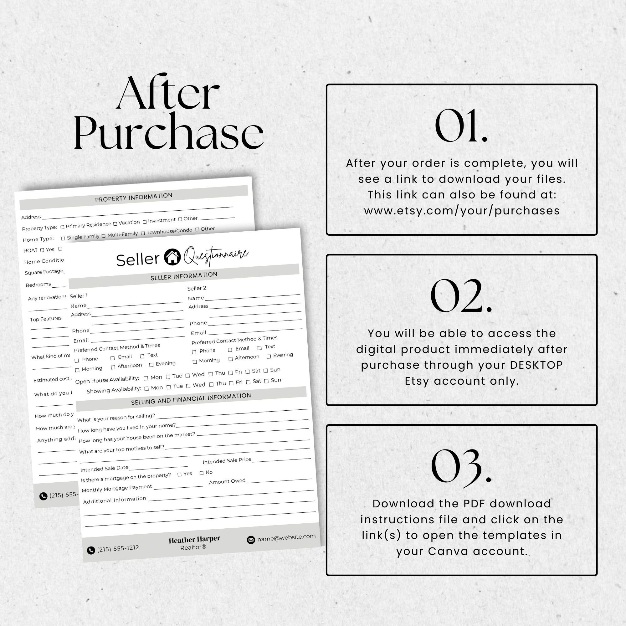 Real Estate Seller Questionnaire, INSTANT DOWNLOAD, Editable Canva ...