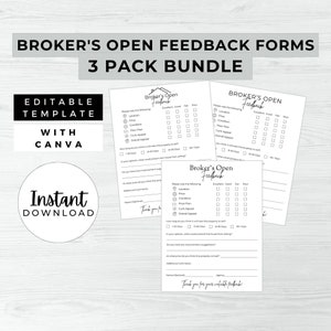 Broker’s Open House Feedback Bundle, INSTANT DOWNLOAD, Feedback Forms, Canva Real Estate Template, Feedback Questionnaire, Broker’s Open