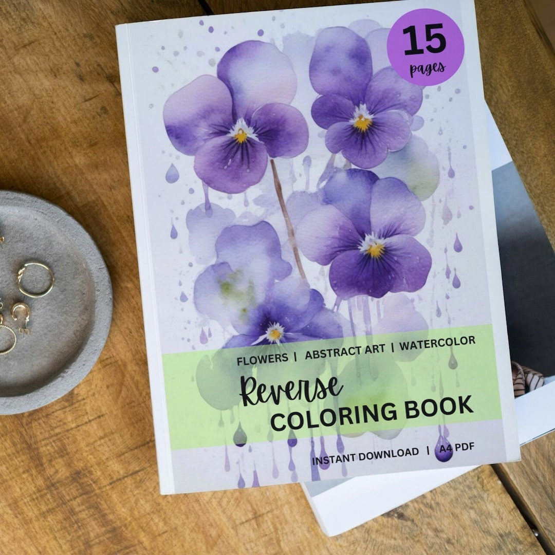 Reverse Coloring Book Hirameki Printable Adult Coloring Pages Flower Coloring Pages for Adults ...