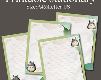 Mein Nachbar Totoro, Süßes stationäres druckbares liniertes Papier, druckbares Schreibpapier, druckbares Briefpapier, druckbares a4 liniertes Papier