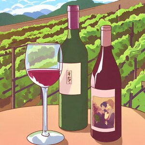 Wine in Vineyard Art, Gift for Wine Lover, Digital Print