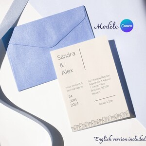 Faire-part de mariage, invitations de mariage, carte d'invitation, modèle canva, faire-part personnalisable