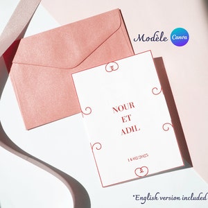 Faire-part de mariage, invitations de mariage, modèle canva, faire-part personnalisable, carte d'invitation