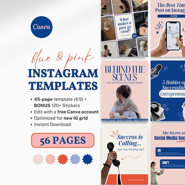 Bold Colorful Instagram Templates Social Media Manager Canva Templates for Digital Marketing Coaches Creators Portrait Instagram Threads