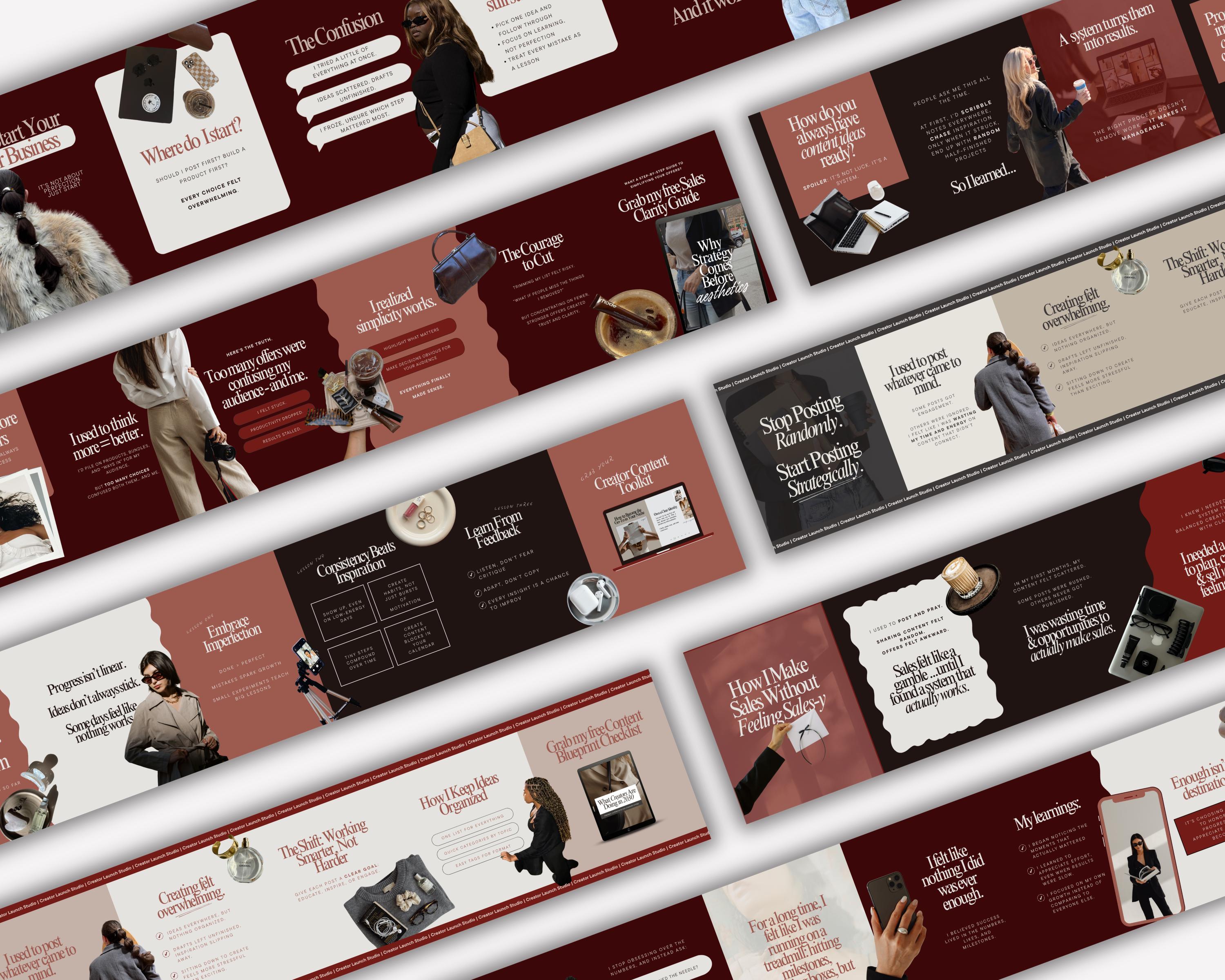 Burgundy Seamless Carousel Templates Instagram Red Aesthetic Modern ...