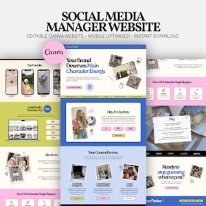Social Media Manager Canva Website Template, Bold Blue Freelancer Portfolio, SMM Agency, Creator Marketing Portfolio, Creative Landing Page