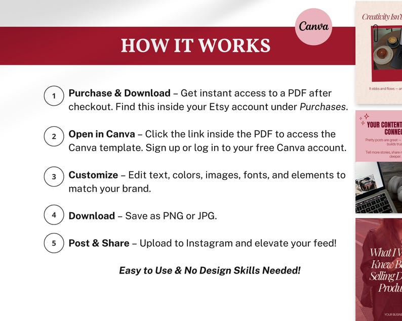 Blush Red Instagram Carousel Templates 60 Bold Viral Social Media Canva ...
