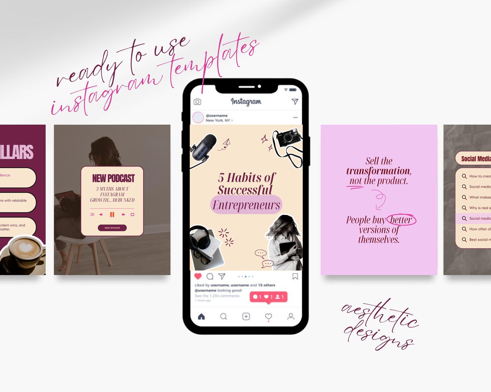 Bold Pink Instagram Templates for Social Media Managers Editable Canva ...
