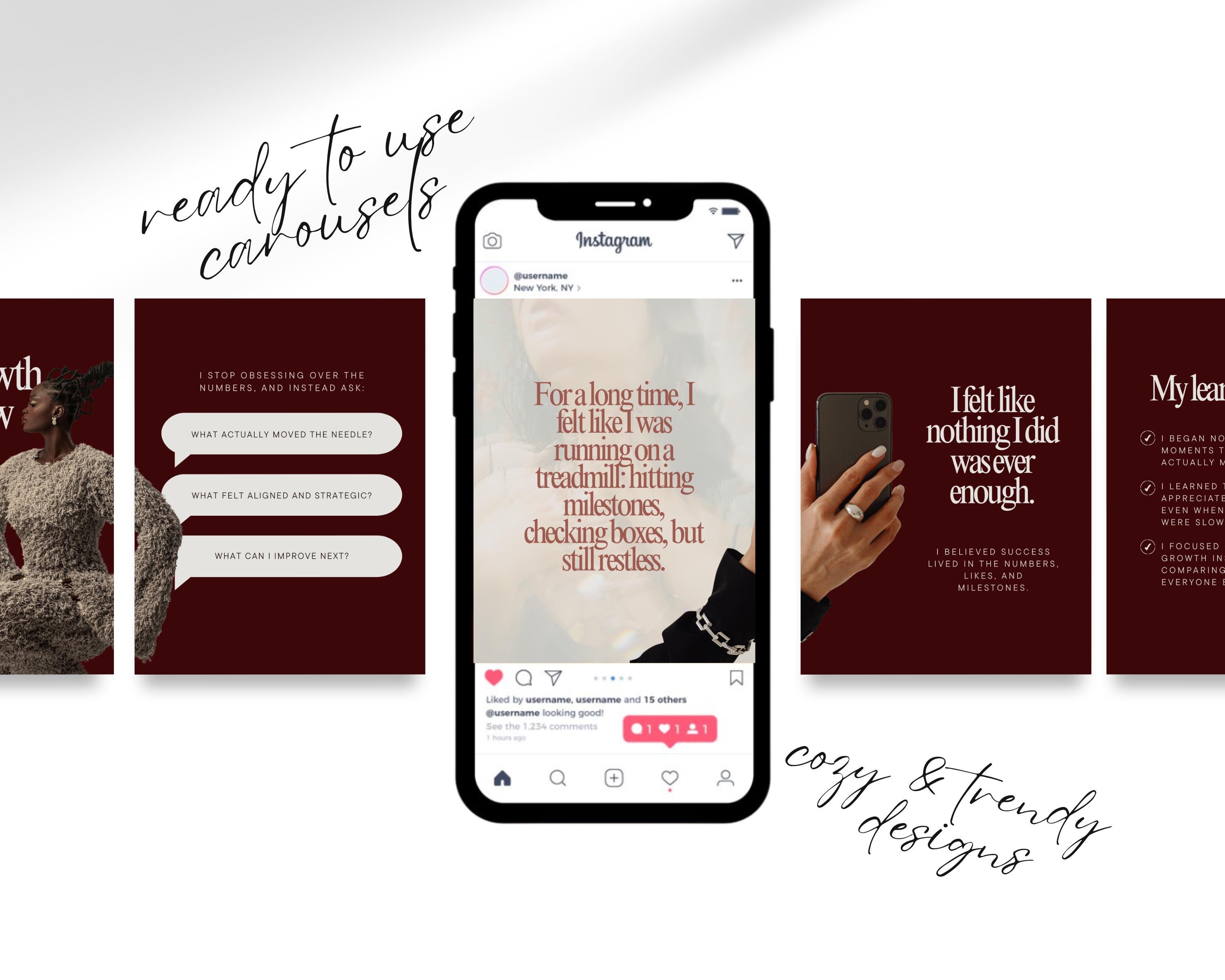 Burgundy Seamless Carousel Templates Instagram Red Aesthetic Modern ...