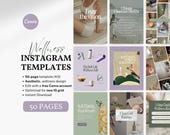 50 Wellness Instagram Canva Templates | Aesthetic Social Media Posts for Health Coaches, Creators, Wellness Brands | Health Posts Fitness IG
