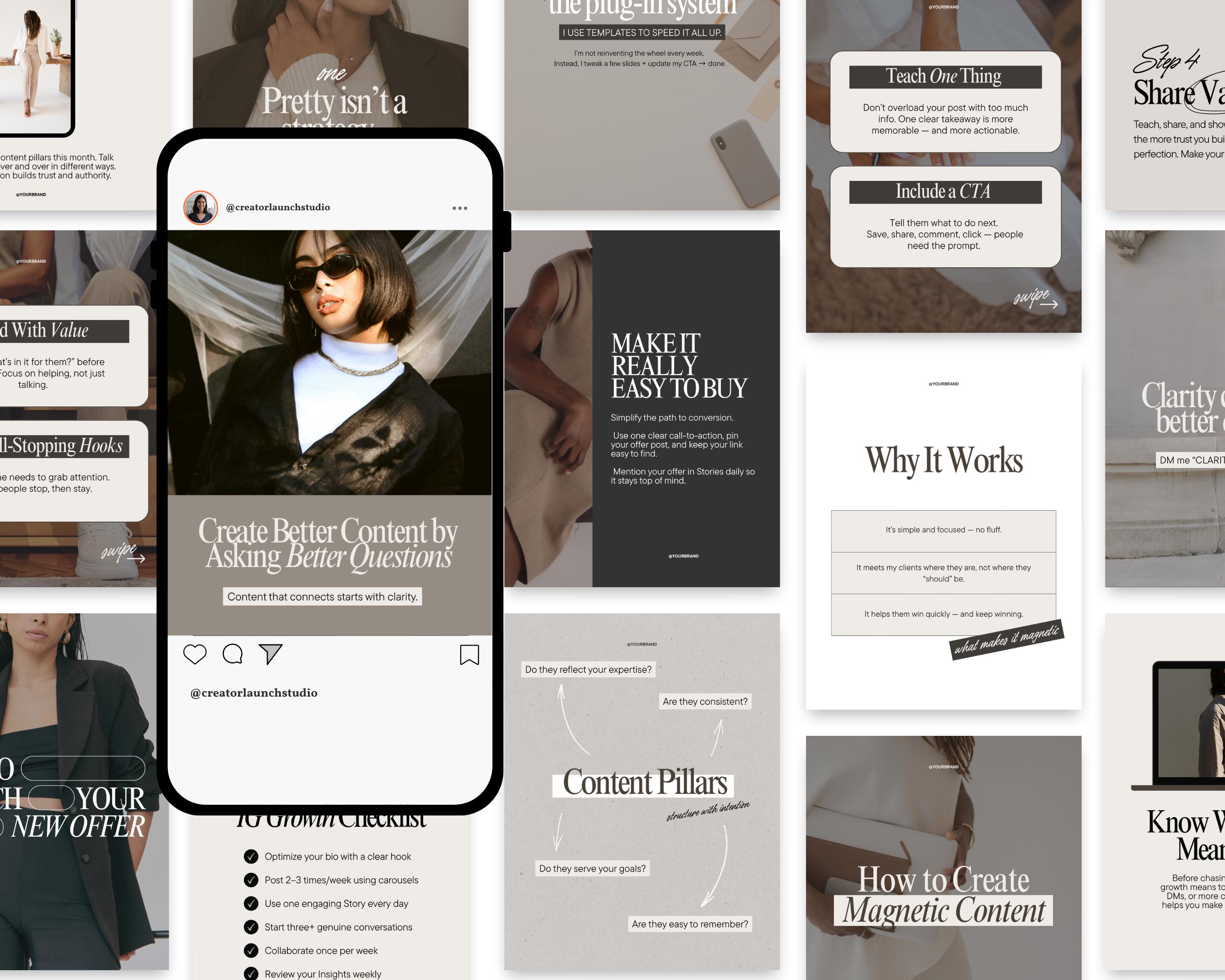 Elegant Instagram Carousel Templates Beige Neutral Aesthetic Canva ...