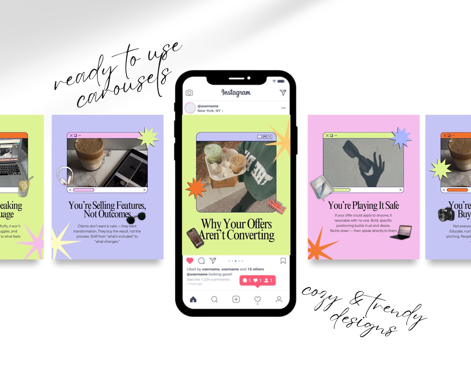 Instagram Carousel Templates Colorful Editable Aesthetic Canva Template ...