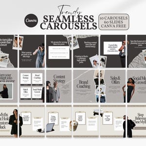 10 Trendy Seamless Carousel Templates Instagram Aesthetic Modern Digital Product Sellers Editable Canva Template Coaches Creators VAs TikTok