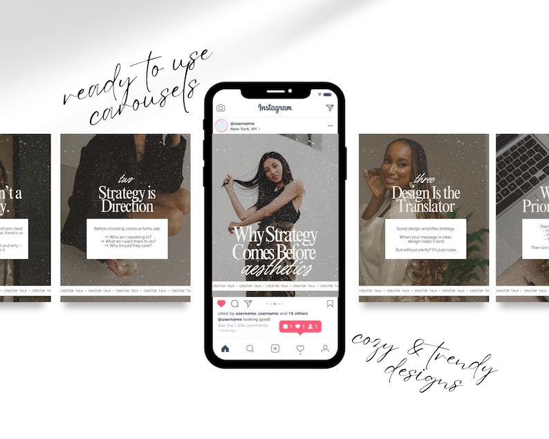 60 Trendy Instagram Carousel Templates Beige Neutral Aesthetic Canva ...