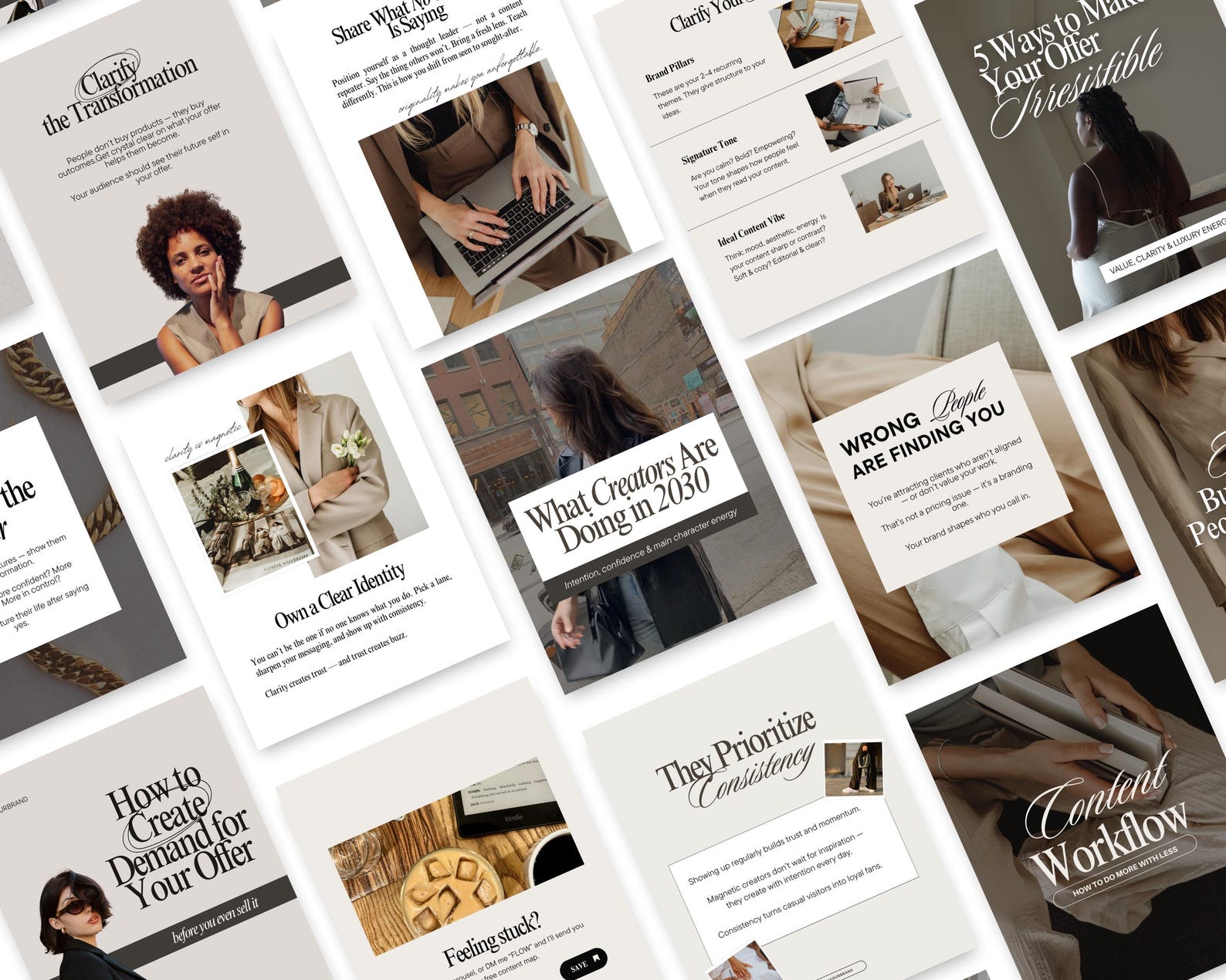 Aesthetic Carousel Templates Elegant Neutral Instagram Canva Layouts ...