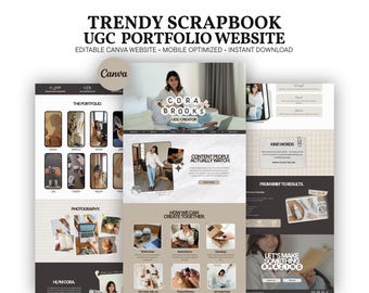 Neutral UGC Portfolio Template Canva Website, Elegant Beige Influencer Media Kit, Aesthetic User Generated Content Site, Digital Rate Sheet