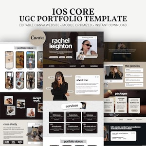 UGC Portfolio Website Vorlage Canva | iOS Core Website | Aesthetic Influencer Seite | Inhalt Ersteller Portfolio | Personal Brand Media Kit