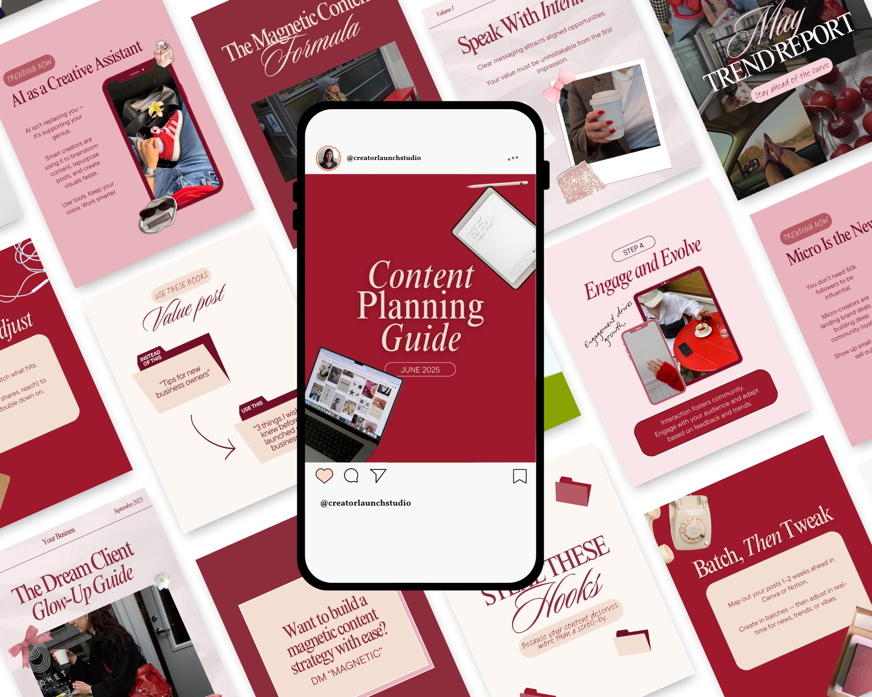 Red Instagram Carousel Templates for Coaches Creators 50 Pink Editable ...