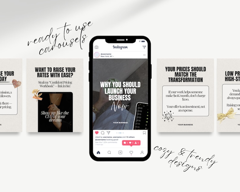 75 Neutral Carousel Templates Instagram Digital Product Sellers ...