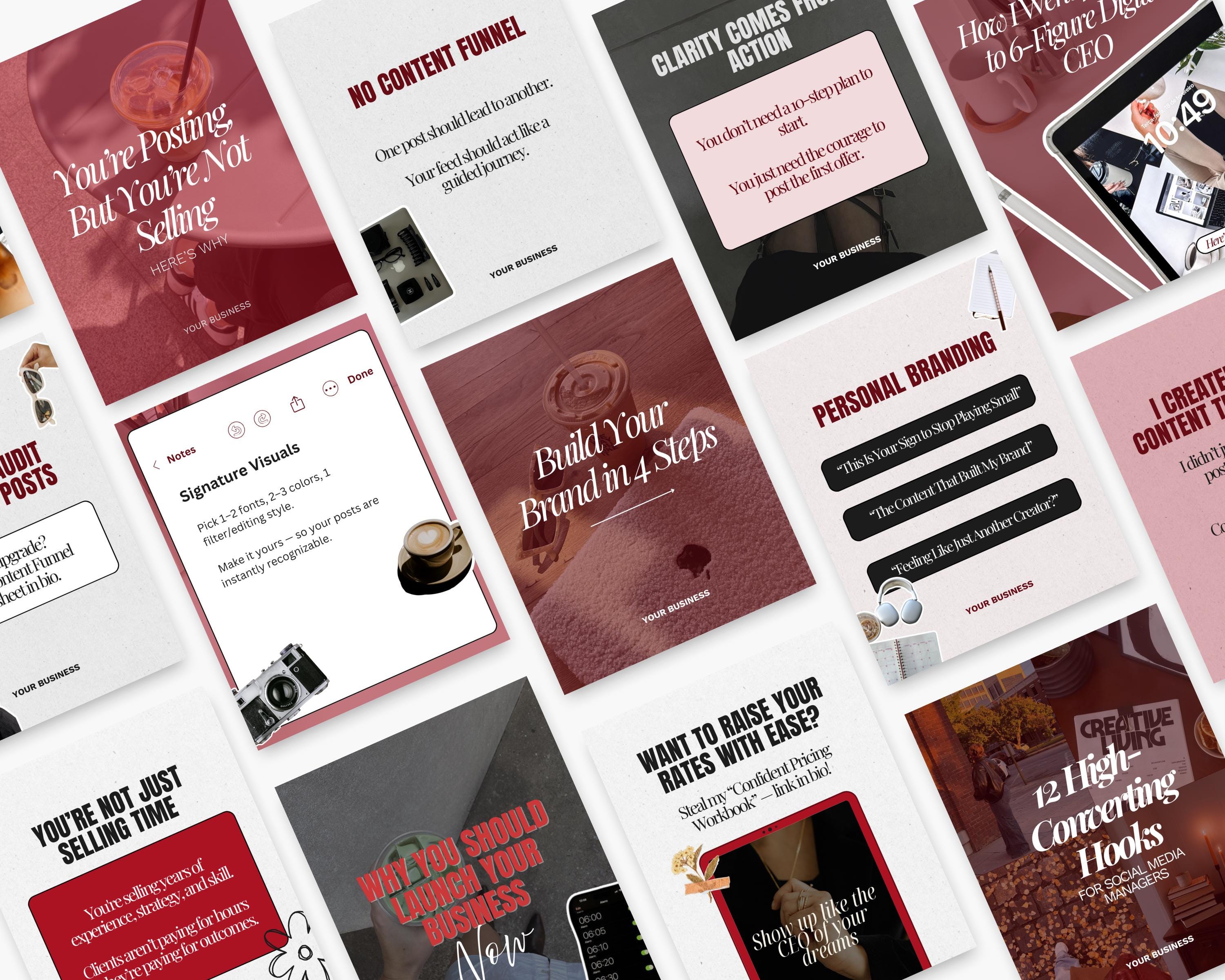 Red Instagram Carousel Templates Canva | 77 Editable Viral Post ...
