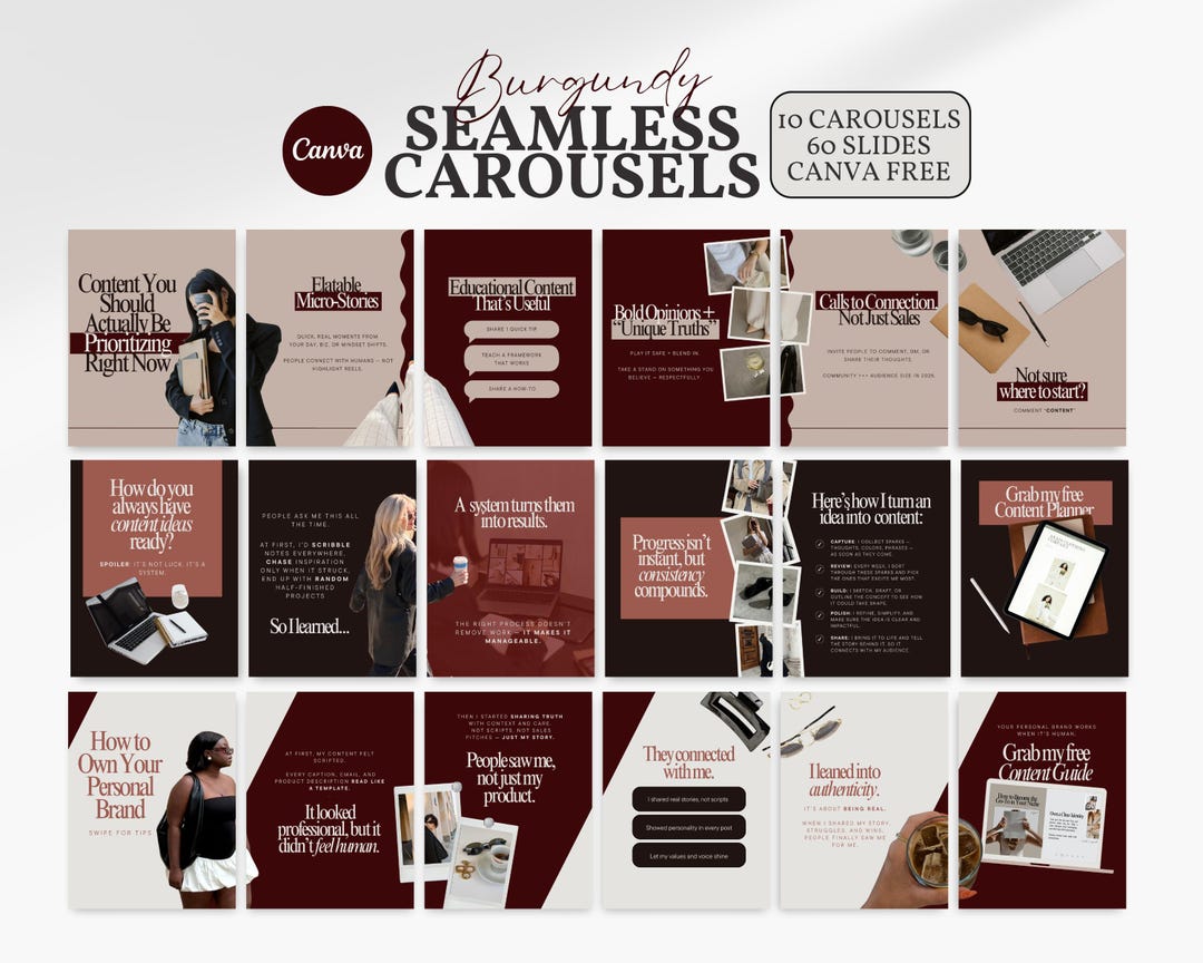 Burgundy Seamless Carousel Templates Instagram Red Aesthetic Modern ...