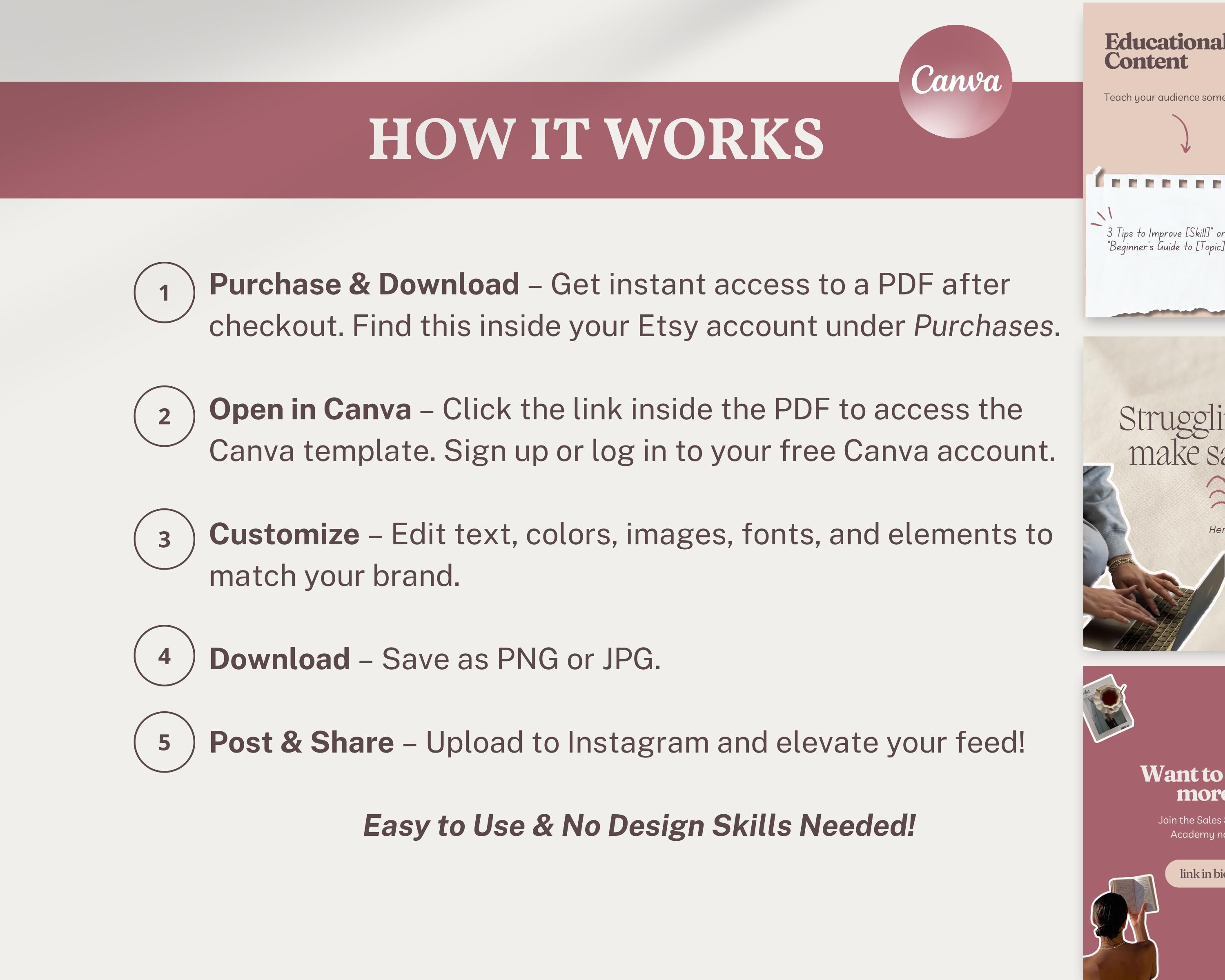 Pink Instagram Template 100 Editable Viral Canva Carousel Templates for ...