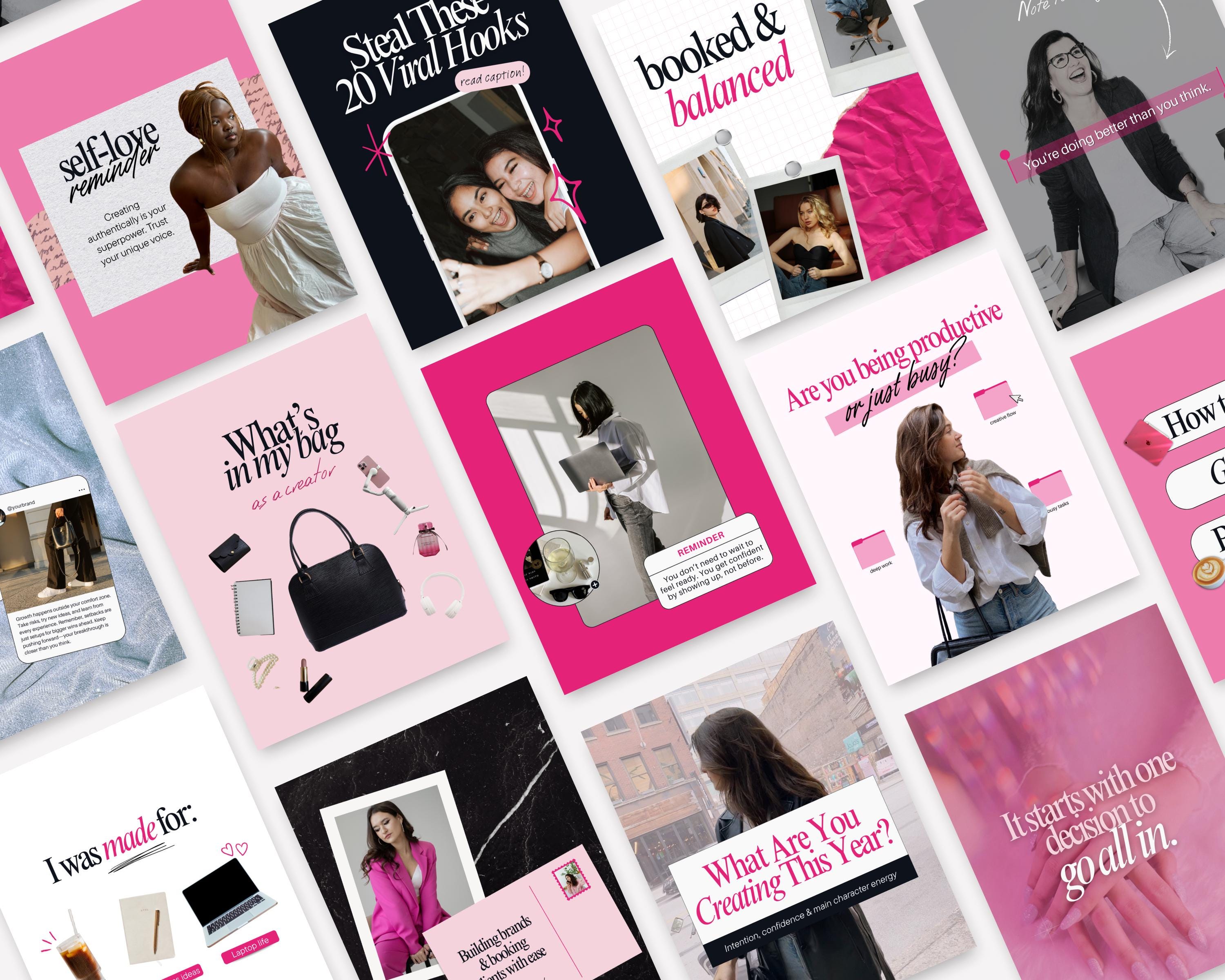 Pink Instagram Templates for Social Media Managers Editable Canva ...