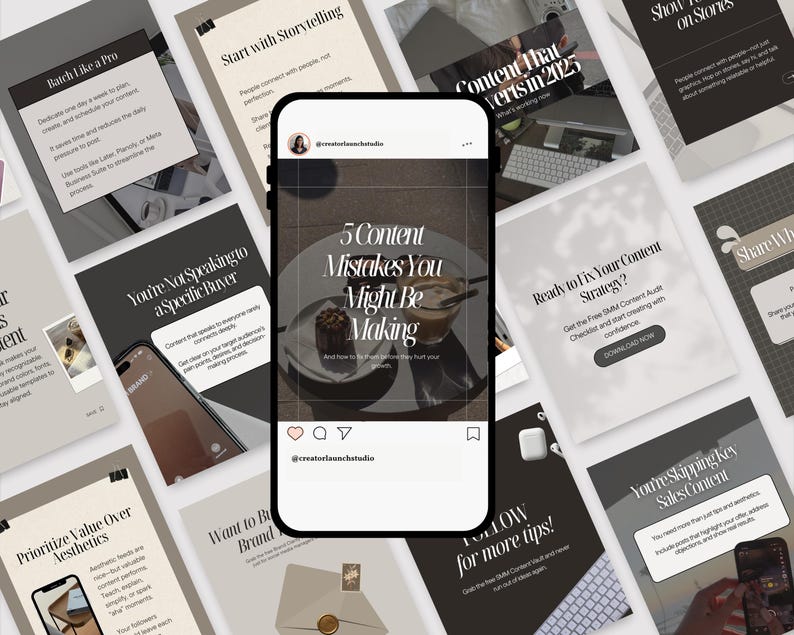 Carousel Templates Instagram 60 Neutral Editable Posts Digital Product ...