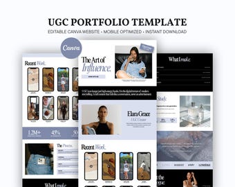 UGC Portfolio Template Canva Website | Aesthetic Creator Website | Influencer Rate Sheet | User Generated Content Media Kit | Personal Brand