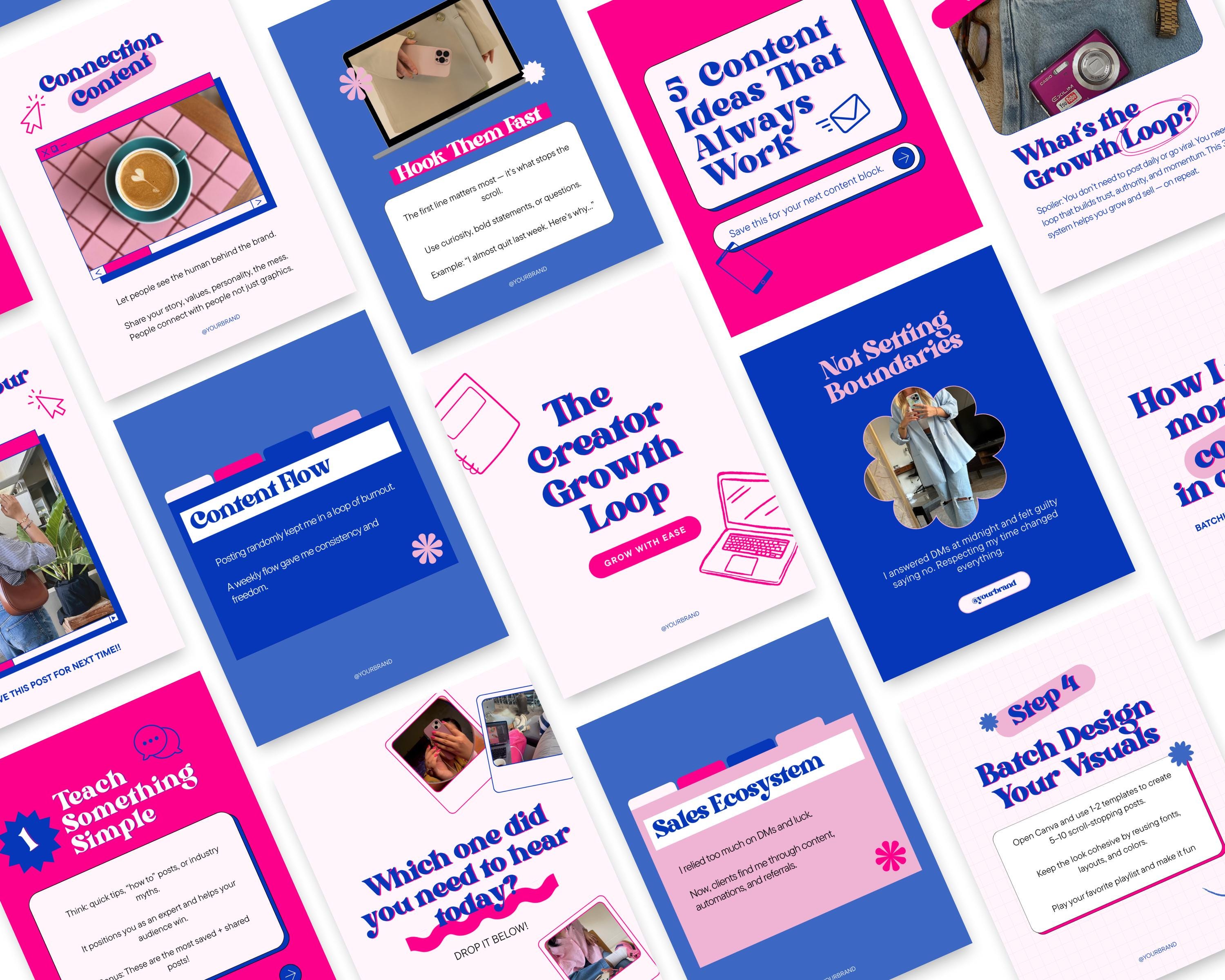 Viral Instagram Carousel Canva Templates Pink Editable Aesthetic Bright ...