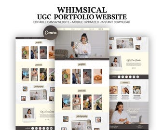 Beginner UGC Portfolio Template Canva Website, Whimsical Creator Media Kit, Aesthetic Yellow Influencer Scrapbook Site, Landing Page Whimsy