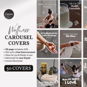 Wellnesscarrouselcovers IG-sjablonen Esthetische virale socialmediapost voor gezondheidscoaches, makers en wellnessmerken | Gezondheidsposten Fitness