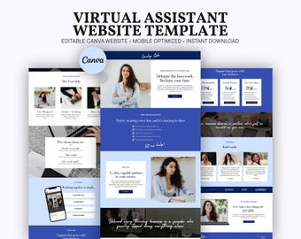 Virtual Assistant Website Template Canva | VA Business Landing Page | Executive Assistant Site | Service Provider Canva Template | OBM Coach