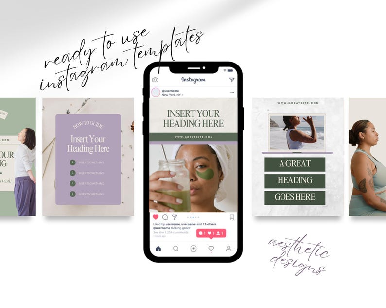 70 Wellness Instagram Canva Templates | Social Media Posts for Health ...