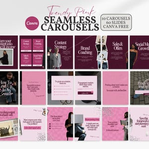 Pink Seamless Carousel Templates Instagram Aesthetic Storytelling Digital Product Sellers Editable Canva Template Coaches Creators TikTok IG