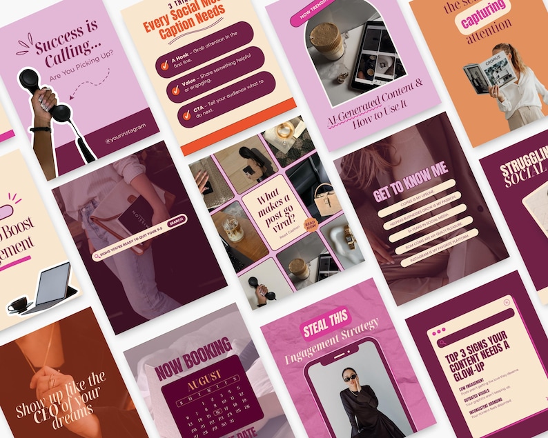 Bold Pink Instagram Templates for Social Media Managers Editable Canva ...