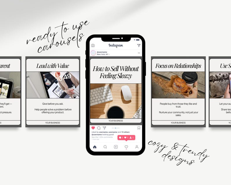 Instagram Carousel Templates Neutral Digital Product Sellers Beige ...