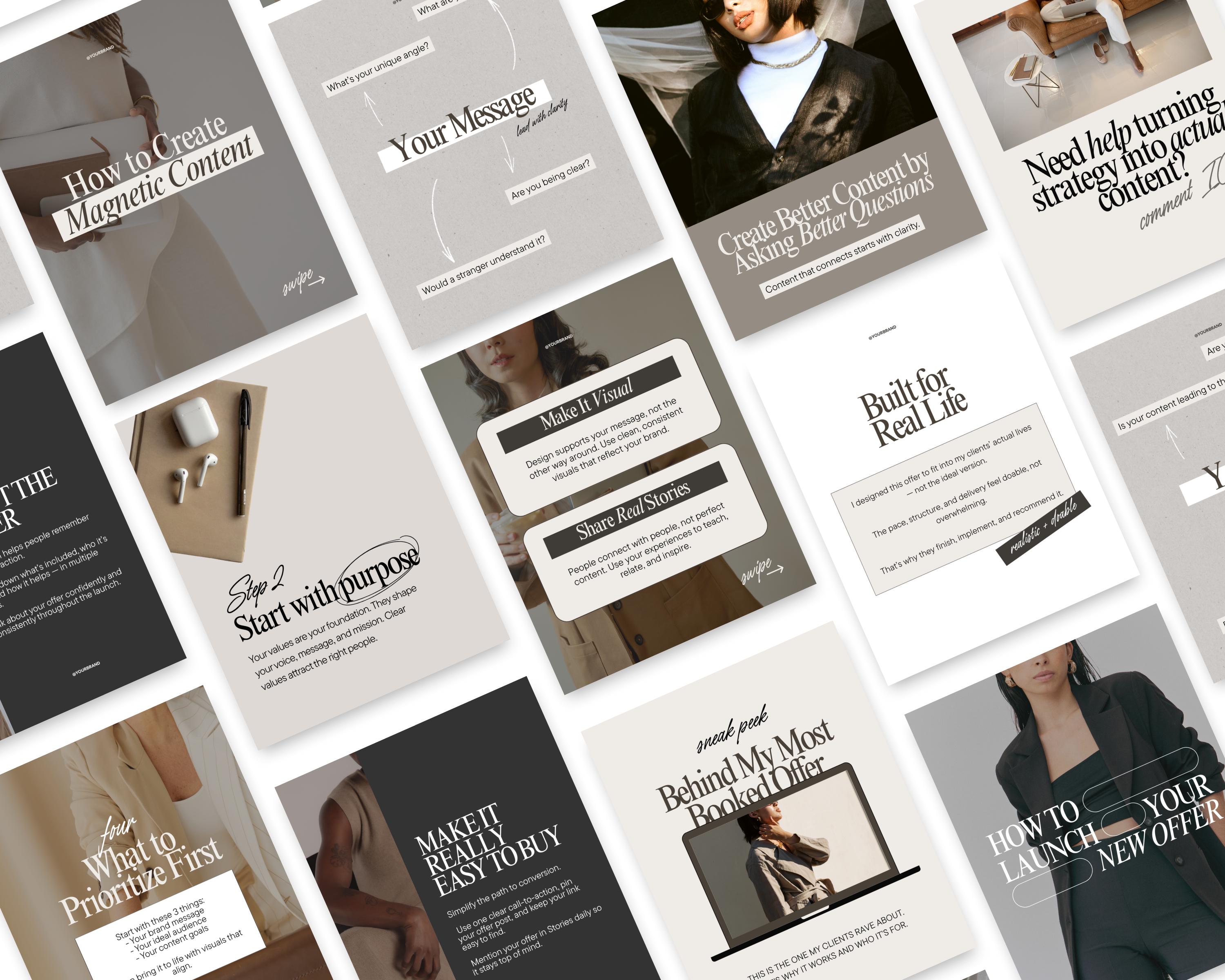 Elegant Instagram Carousel Templates Beige Neutral Aesthetic Canva ...