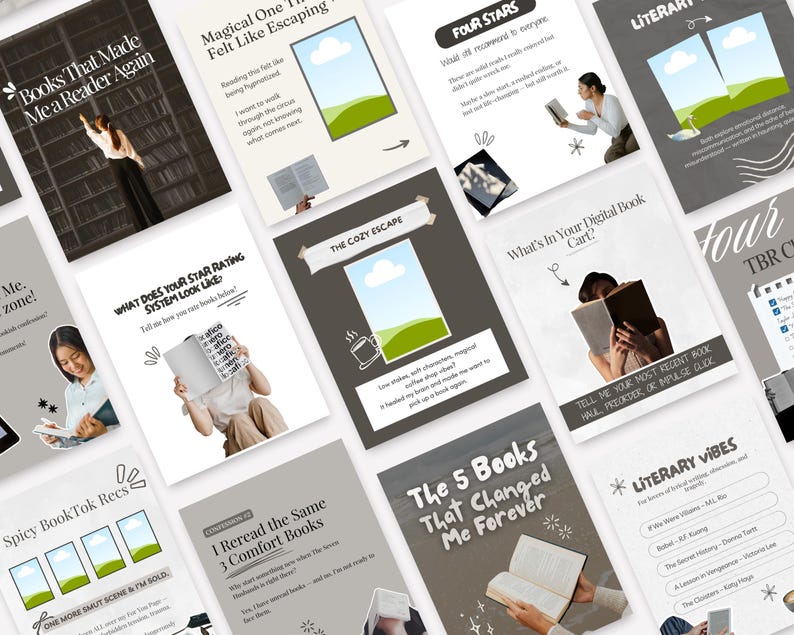 Bookstagram Carousel Templates Booktok Instagram Post Editable