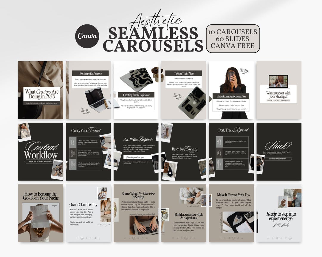 Seamless Instagram Carousel Templates Canva | 10 Carousel Posts ...