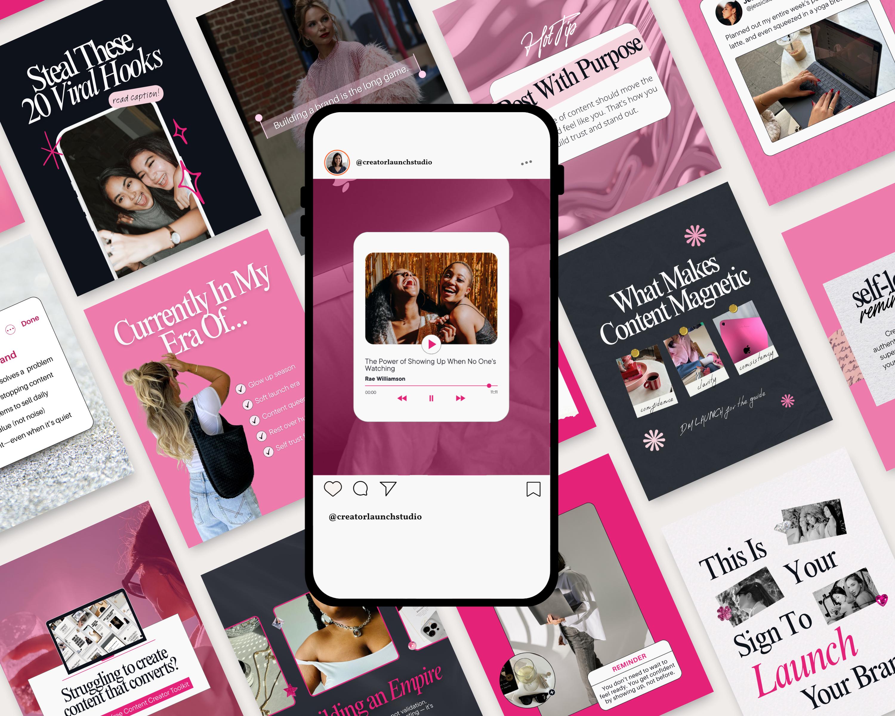 Pink Instagram Templates for Social Media Managers Editable Canva ...