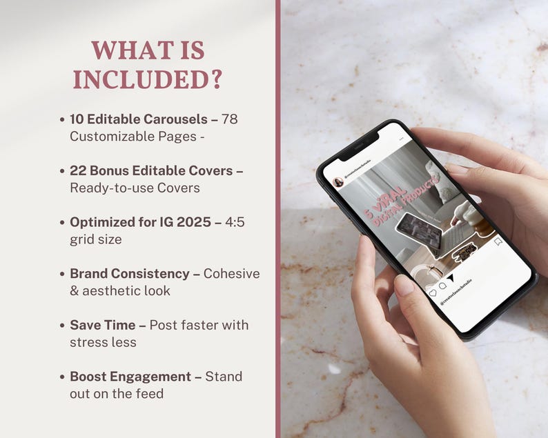 Pink Instagram Template 100 Editable Viral Canva Carousel Templates for ...