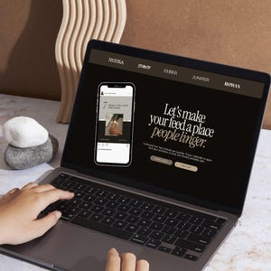 Editorial Social Media Manager Canva Website Template | Luxury Freelancer Portfolio | Dark Creative Brand Agency Website | SMM Landing Page image 5