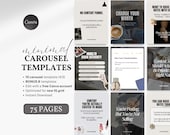 75 Neutral Carousel Templates Instagram Digital Product Sellers Editable Aesthetic Canva Template Coaches Creators Minimal Cozy Carousel