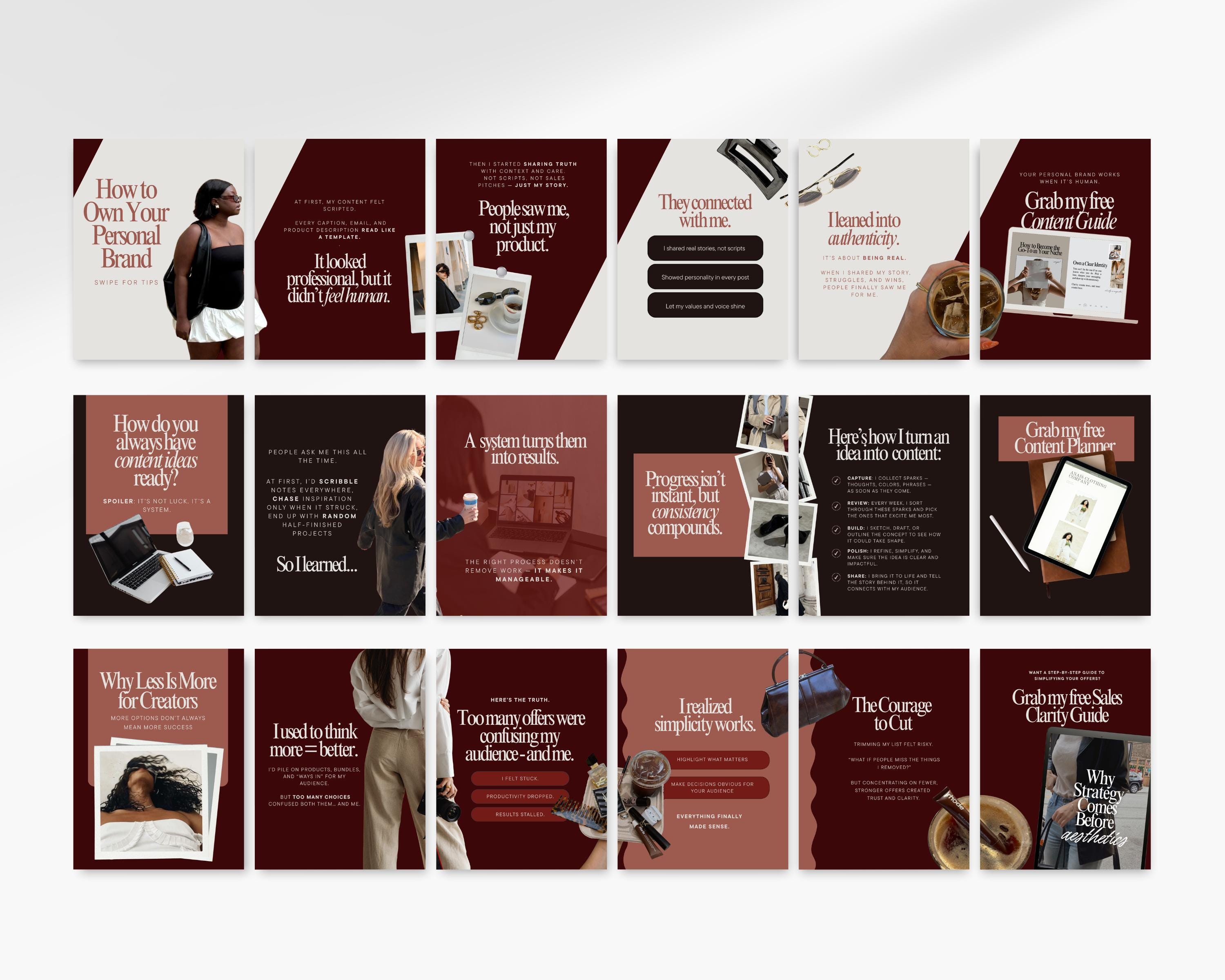 Burgundy Seamless Carousel Templates Instagram Red Aesthetic Modern ...