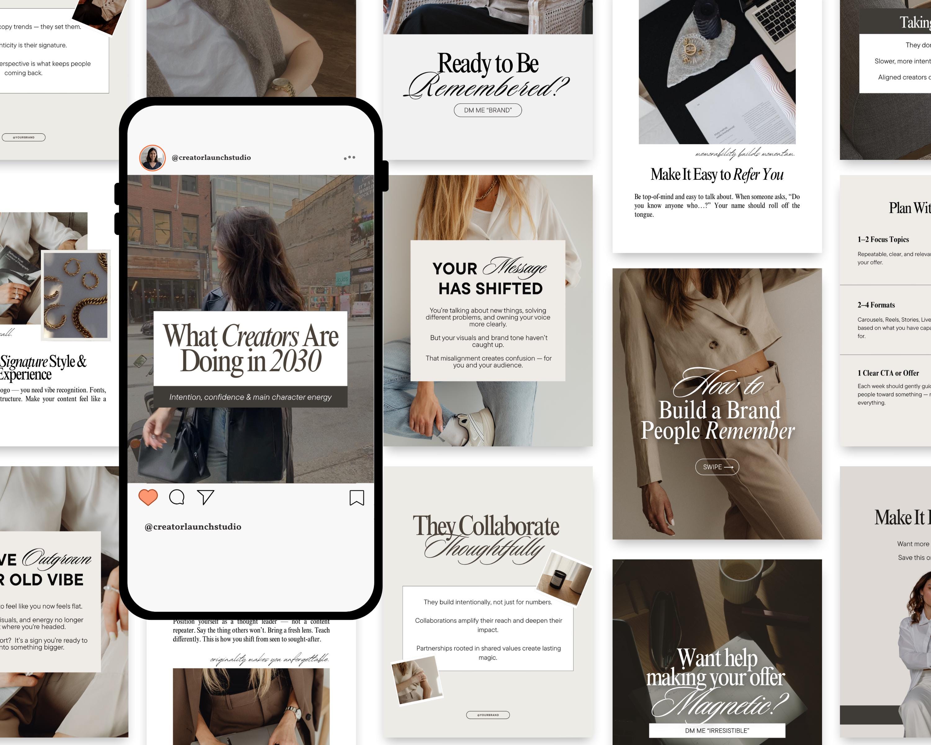 Aesthetic Carousel Templates Elegant Neutral Instagram Canva Layouts ...