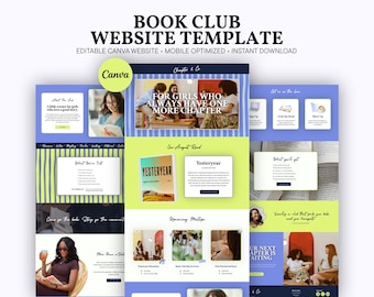 Book Club Website Template Canva | Blue Bookstagram Reading Community Website | Aesthetic Club Website Template | BookTok Literary Group