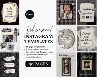 Instagram Templates Whimsical Aesthetic, Social Media Templates, Trendy IG Templates for Social Media Managers, Coaches, Entrepreneurs, SMM