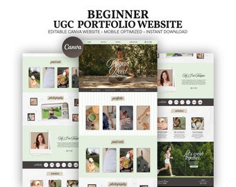 UGC Portfolio Website Template for Canva | Soft Pastel Green Creator Website | Whimsical Aesthetic Lifestyle Influencer Portfolio One Page
