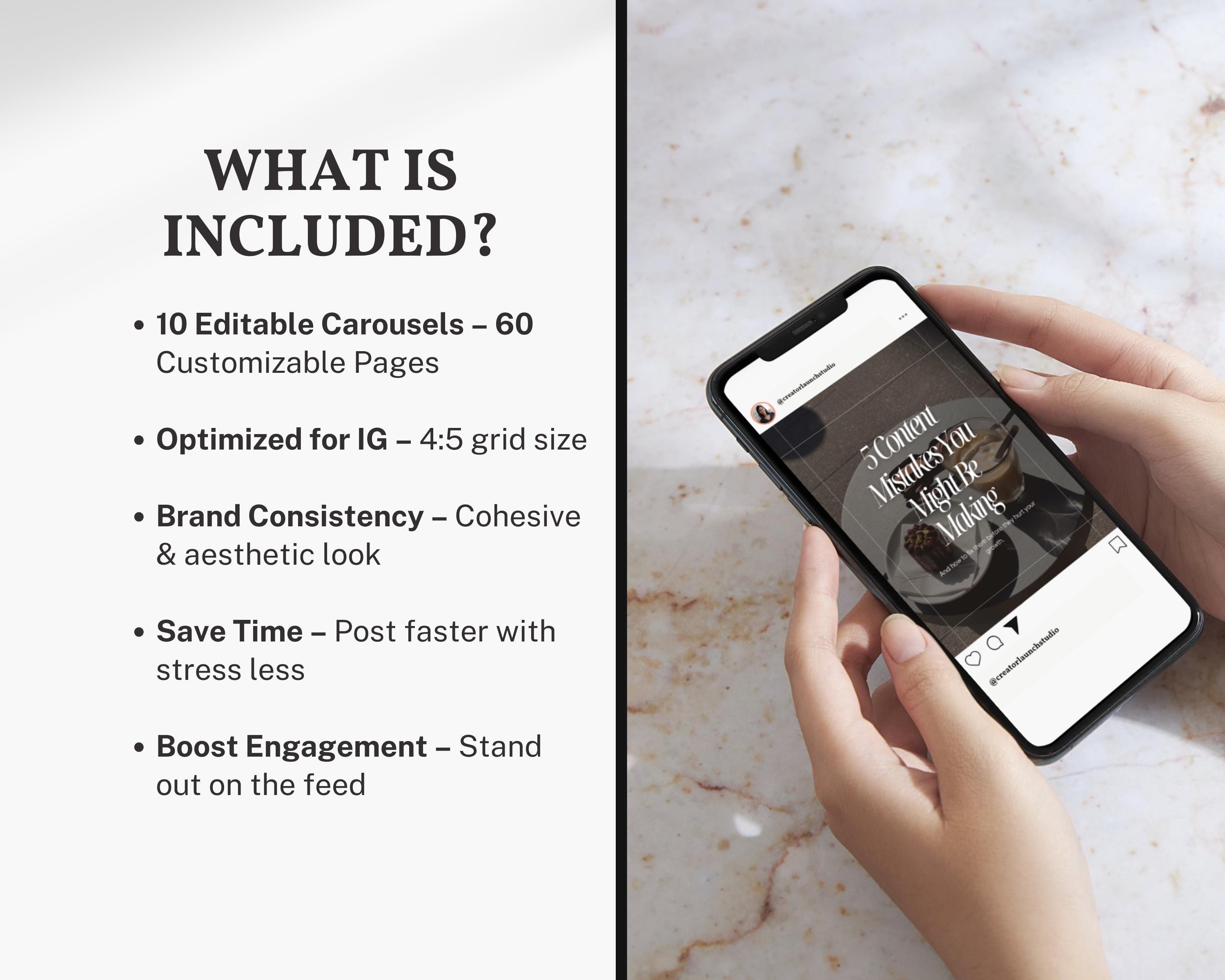 Carousel Templates Instagram 60 Neutral Editable Posts Digital Product ...